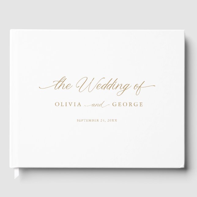 Libro De Visitas Caligrafía Gold Elegant Modern Script (Anverso)