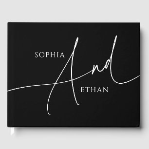 Libro De Visitas Caligrafía Minimalista elegante Boda negra