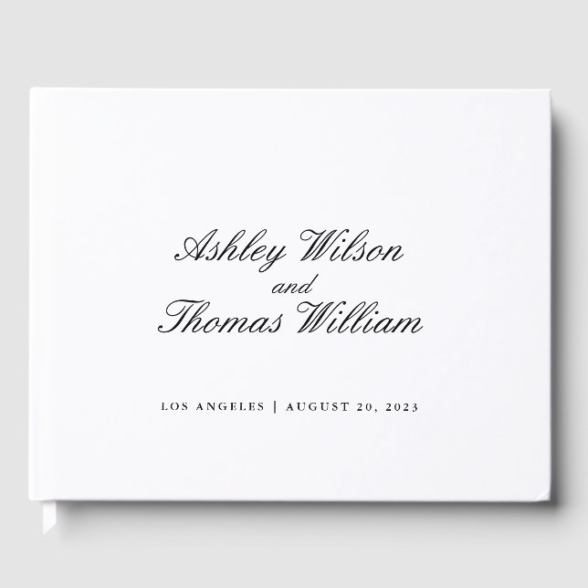Libro De Visitas Caligrafía moderna Boda blanco negro (Anverso)