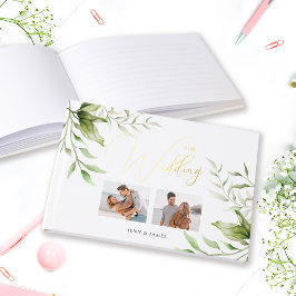 Libro De Visitas Caligrafía Moderna Floral Eucalipto Foto de Boda