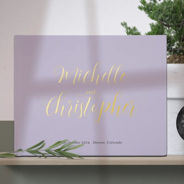 Libro De Visitas Caligrafía moderna para novia y Boda de Groom (Modern Calligraphy for Bride and Groom's Wedding foil guest book. Simple elegant wedding style.)