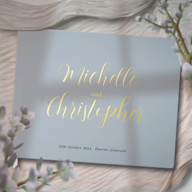 Libro De Visitas Caligrafía moderna para novia y Boda de Groom (Modern Calligraphy for Bride and Groom's Wedding foil guest book. Simple elegant wedding style.)