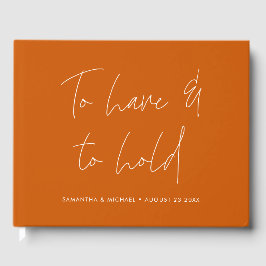 Libro De Visitas Caligrafía moderna promete Boda Naranja quemado