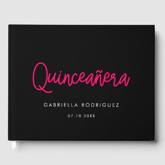Libro De Visitas Caligrafía moderna Quinceañera 15 años (Anverso)