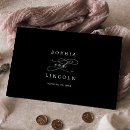 Libro De Visitas Caligrafía Romántica | Boda de Monograma Negro Osc