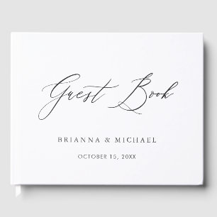 Libro De Visitas Caligrafía simple elegante Boda blanco y negro