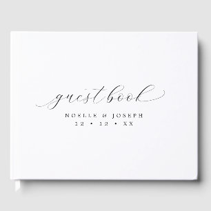 Libro De Visitas Caligrafía simple elegante Boda blanco y negro