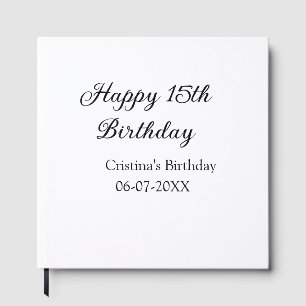 Libro De Visitas caligrafía simple mínimo feliz 15 cumpleaños