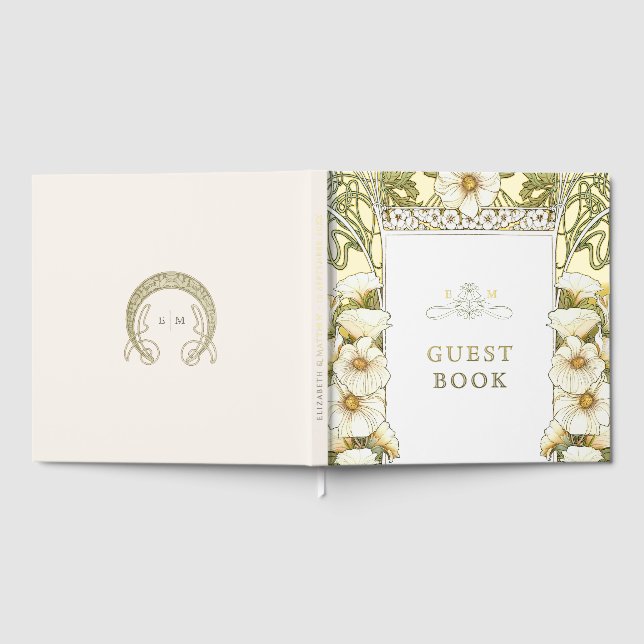Libro De Visitas Calla Lily Gold Boda Art Nouveau (Lleno)
