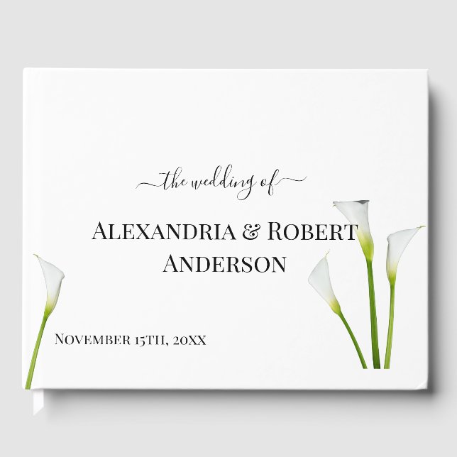 Libro De Visitas Calla Lily Greenery Boda Guest Book (Anverso)