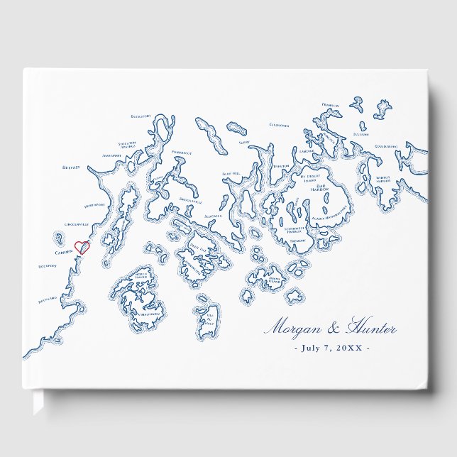 Libro De Visitas Camden Guest Book - Penobscot Bay Maine Map (Anverso)