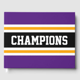 Libro De Visitas CAMPEONES Atléticos Audaces Rayas Negras Púrpura