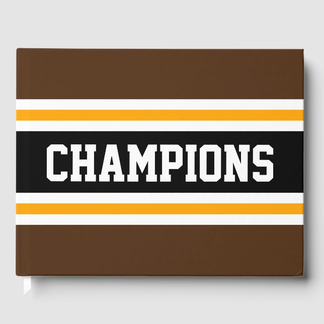 Libro De Visitas CAMPEONES atléticos Diversión Audaz Bandas Negra M (Anverso)