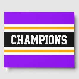 Libro De Visitas CAMPEONES atléticos Rayas negras púrpuras brillant