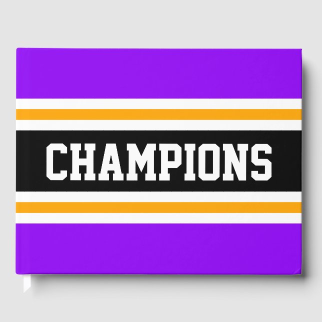 Libro De Visitas CAMPEONES atléticos Rayas negras púrpuras brillant (Anverso)