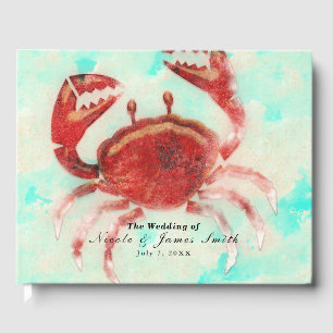 Libro De Visitas Cangrejo Rojo Elegante Playa Fiesta de Boda Person