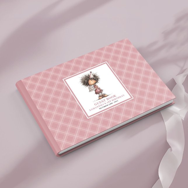 Libro De Visitas Caprichosa rosa polvorienta chica divertida cumple (Whimsical dusty pink funny girl birthday guest book)