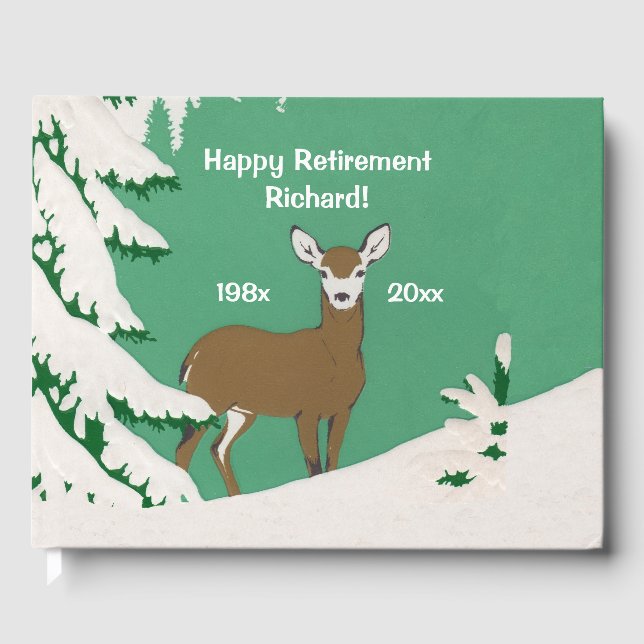 Libro De Visitas Cara blanca de ciervo marrón en árbol de pino de n (Anverso)