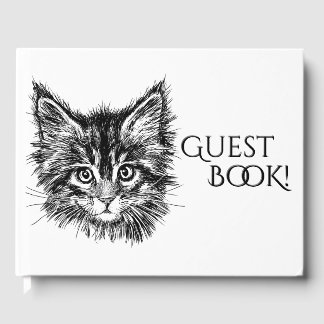 Libro De Visitas Cara de gatito negro y blanco