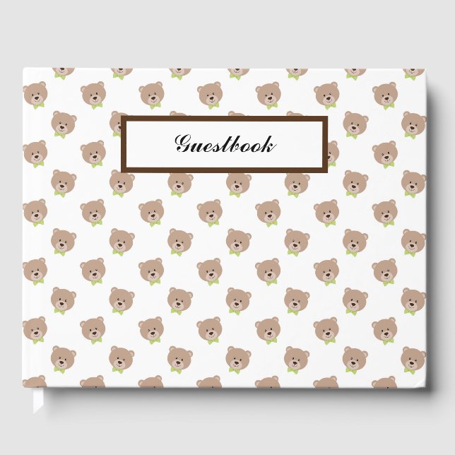 LIBRO DE VISITAS CARA DE OSO DE TEDÍA CUTIBLE CON BOLSAS VERDES (Anverso)