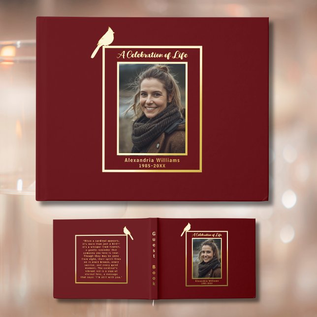 Libro De Visitas Cardenal Rojo Bird Real Relieve metalizado Funcion (Subido por el creador)