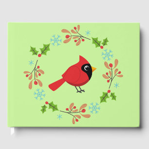 Libro De Visitas Cardenal rojo Personalizado con flores