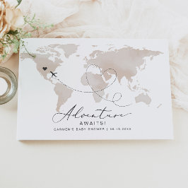 Libro De Visitas CARMEN Beige Map Adventure Baby Shower