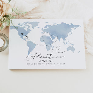 Libro De Visitas CARMEN Blue Map Adventure Baby Shower