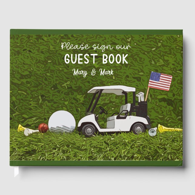 Libro De Visitas carro de golf con bandera de América (Anverso)