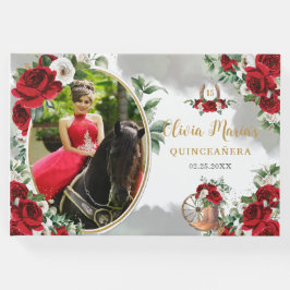 Libro De Visitas Carro floral rojo blanco bota foto de Quinceanera