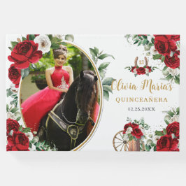 Libro De Visitas Carro floral rojo blanco bota foto de Quinceanera