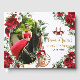 Libro De Visitas Carro floral rojo blanco bota foto de Quinceanera