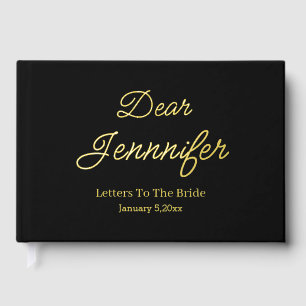 Libro De Visitas cartas a la novia, minimalista chic negro dorado
