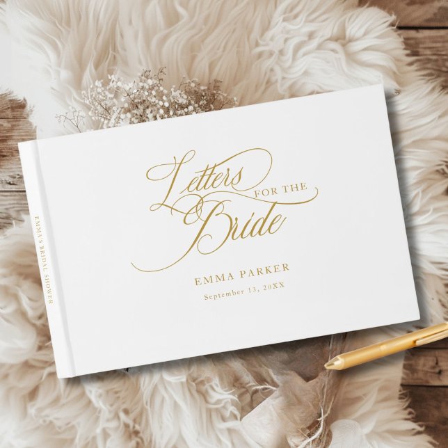 Libro De Visitas Cartas para la Novia, Modernas, Elegantes, Blancas (Letters to the Bride, Modern, Elegant, White Guest Book, personalized with your name and date.)