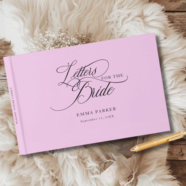 Libro De Visitas Cartas para la Novia, Modernas, Elegantes, Rosadas (Letters to the Bride, Modern, Elegant, Pink Guest Book, personalized with your name and date.)
