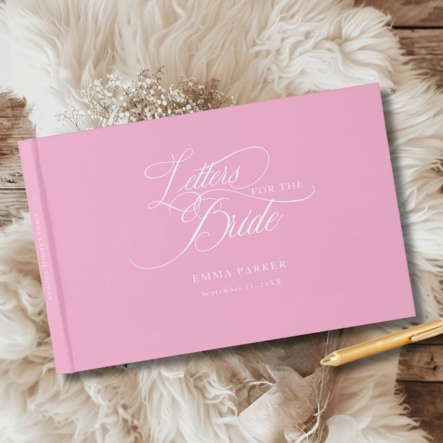 Libro De Visitas Cartas para la Novia, Modernas, Elegantes, Rosadas (Letters to the Bride, Modern, Elegant, Pink Guest Book, personalized with your name and date.)