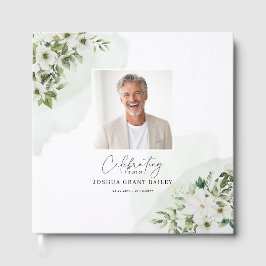 Libro De Visitas Cartel floral de foto de celebración de vida perso