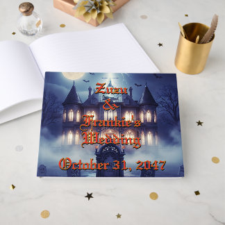 Libro De Visitas Casa de Halloween con Frankie, azul oscuro