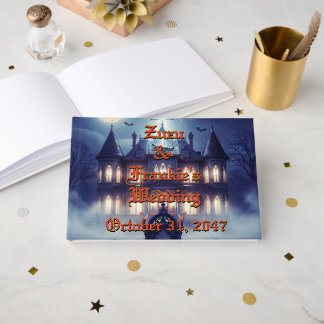 Libro De Visitas Casa de Halloween con Frankie, Azul Oscuro