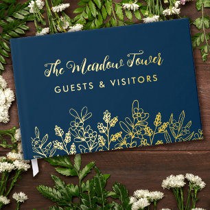 Libro De Visitas Casa de huéspedes de flores del prado azul marino