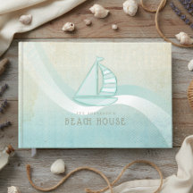 Casa de playa barco de vela náutico azul acuatico