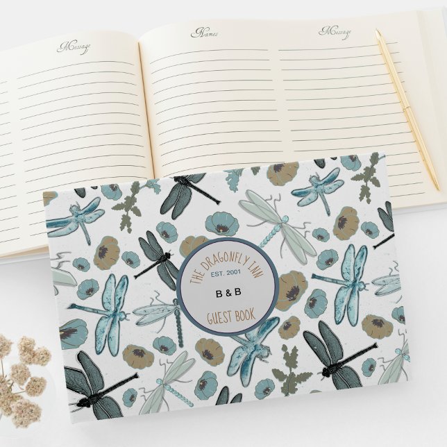 Libro De Visitas Casa de Vacaciones Florales de Dragonflies (Dragonflies Floral Vacation Home Guest Book from Jenn's Emporium
)