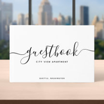 Casa o alquiler de caligrafía blanca y negra