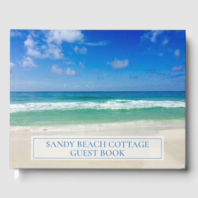 Libro De Visitas Casa personalizado de playa hermosa fotografía oce (Anverso)