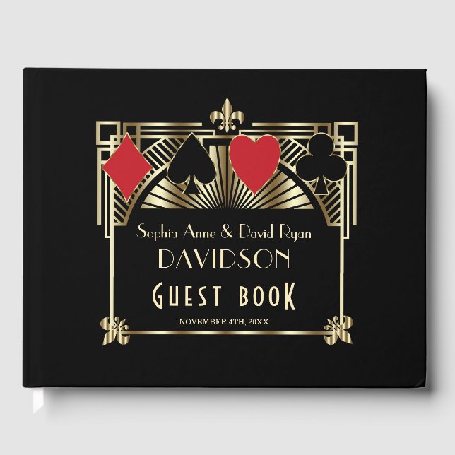 Libro De Visitas Casino Gold Black Art Deco Roaring Boda de los año (Anverso)