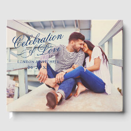 Libro De Visitas Celebración de Amor en Foto de Boda Navy