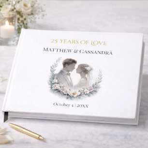 Libro De Visitas Celebración de aniversario de bodas de plata con e