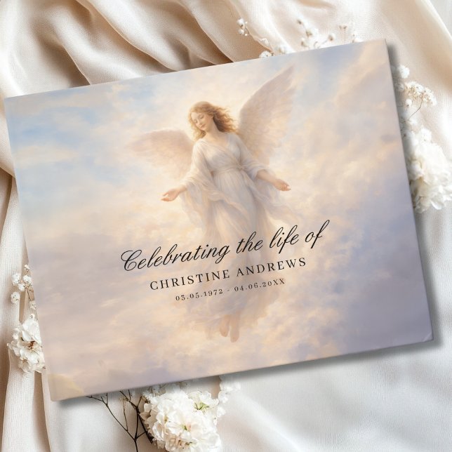Libro De Visitas Celebración de la Vida - Ángel Funeral Memorial (Custom Celebration of Life - Angel Funeral Memorial Guest Book)