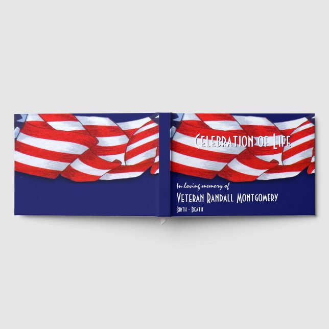 Libro De Visitas Celebración De La Vida Banda Azul Blanco Rojo (Lleno)