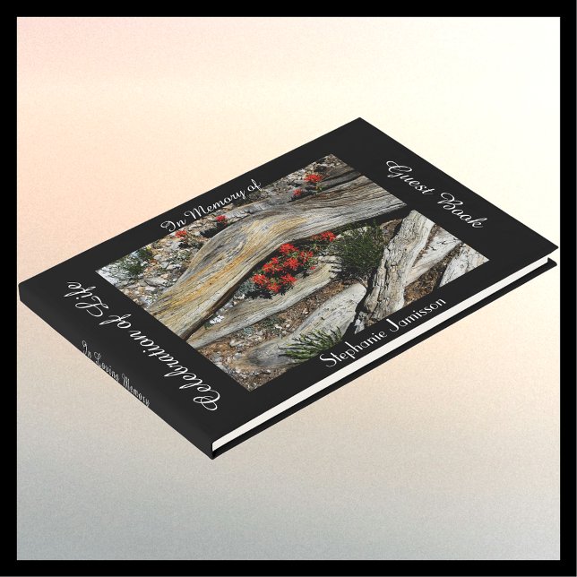 Libro De Visitas Celebración de la vida, nombre, flores rojas y mad (Subido por el creador)